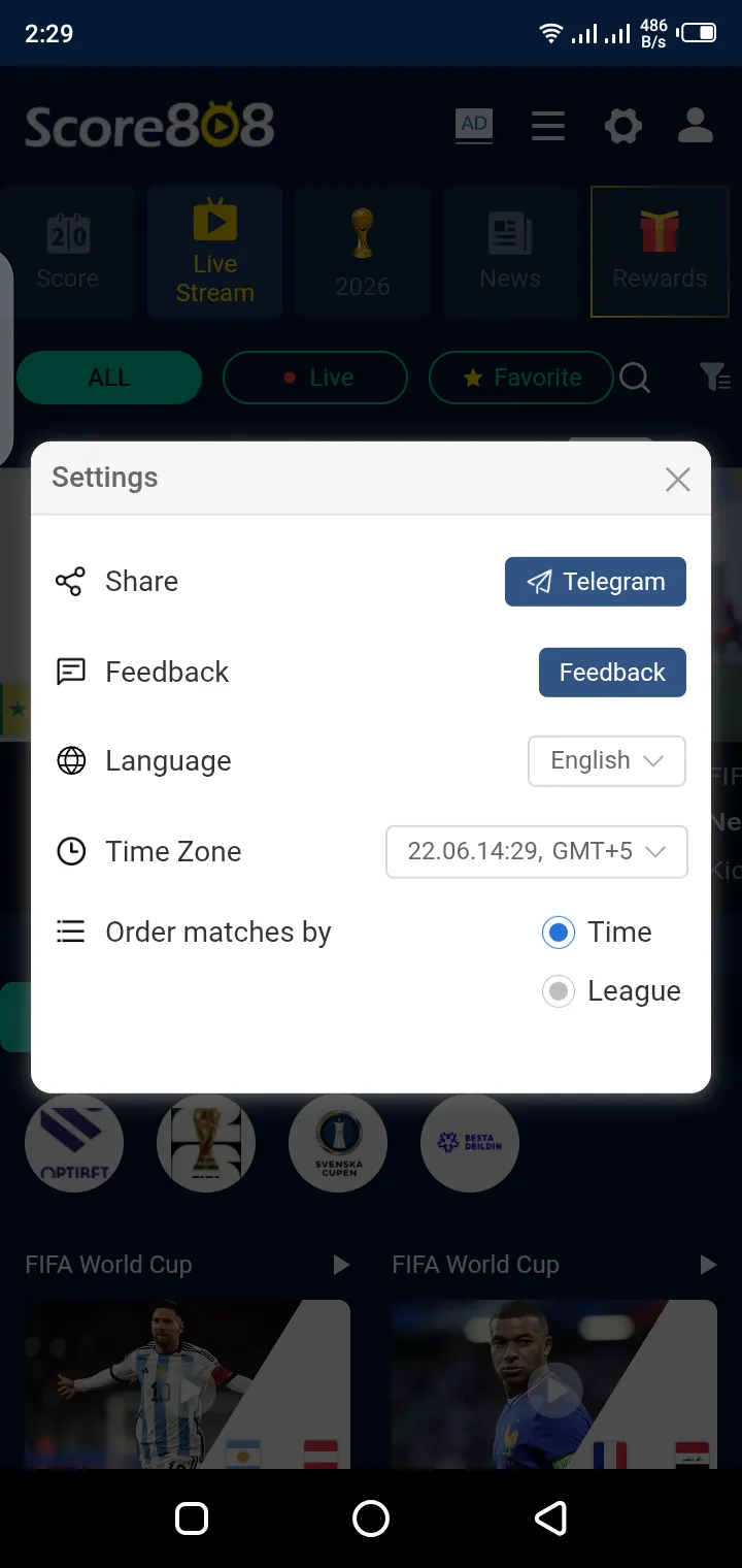 808Fubo APK settings and navigation menu on Android device